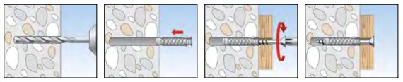 установка дюбеля Fischer SX в полнотельное основание
