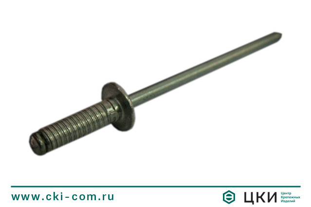 Заклёпка тяговая с плоским бортиком рифленая