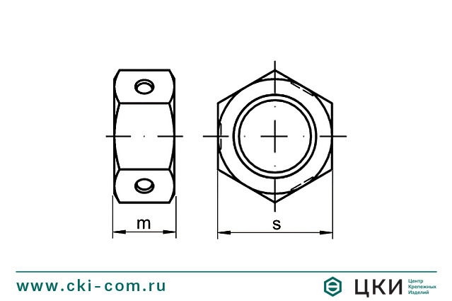 Гайка шестигранная с отверстиями art. 84032