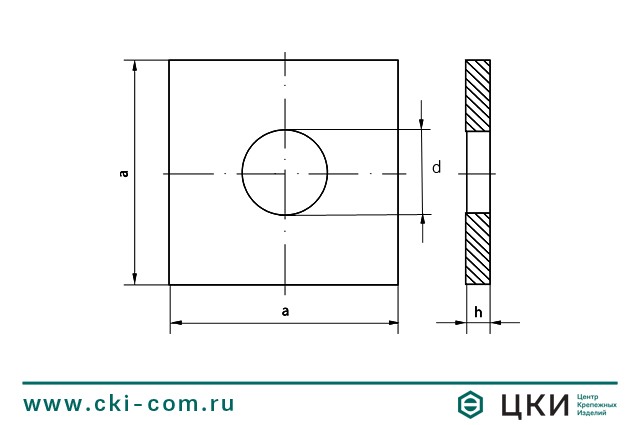 Шайба квадратная DIN 436 чертеж ГК ЦКИ