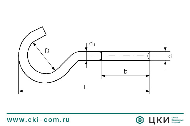 Винт с крючком чертёж