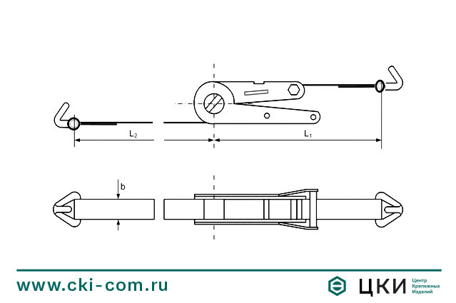 Ремень с натяжным механизмом и с крюками (чертёж)