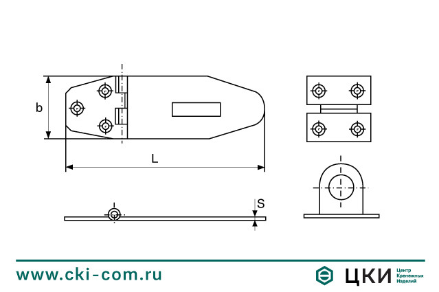 Проушина замка М 8052-А нержавеющая (чертеж)