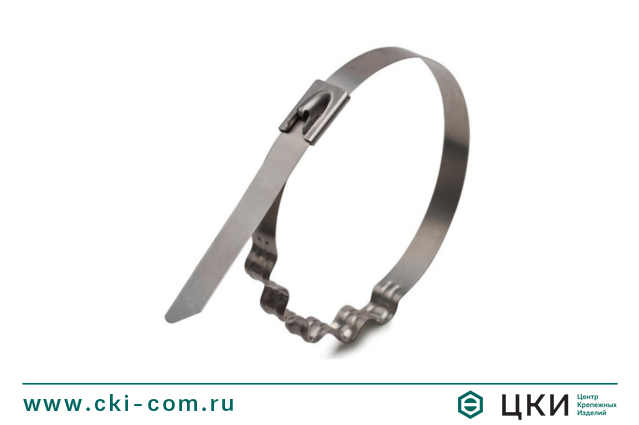 Стяжка крепежная с пружинной волной стальная нержавеющая