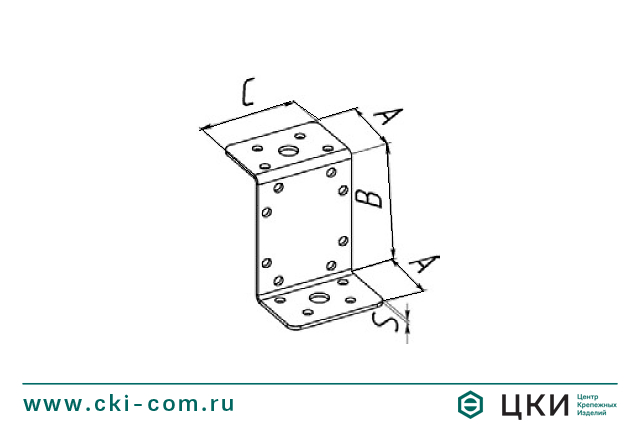 Пластина угловая Z-образная с отверстиями разного диаметра