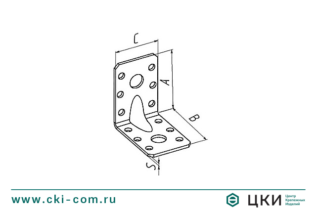 Пластина угловая усиленная с отверстиями разного диаметра