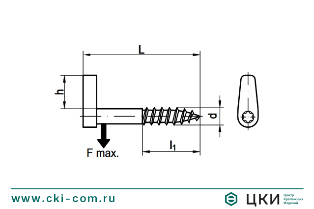 Шуруп-крючок Г-образный со шлицем Torx art. 88143