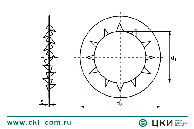 Шайба стопорная с упругими зубцами DIN 6798 J