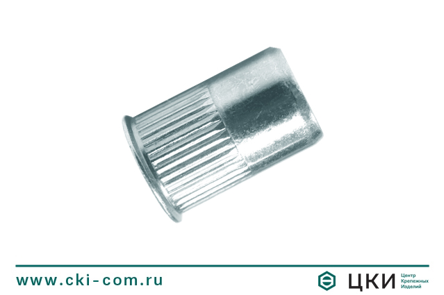 Заклепка-гайка круглая рифленая закрытая с уменьшенным буртом