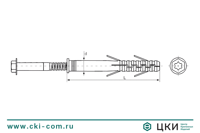 Дюбель фасадный DF-B с шестигранным шурупом