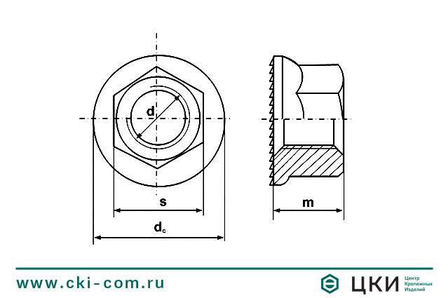 Гайка DIN 6923 с рифленым фланцем