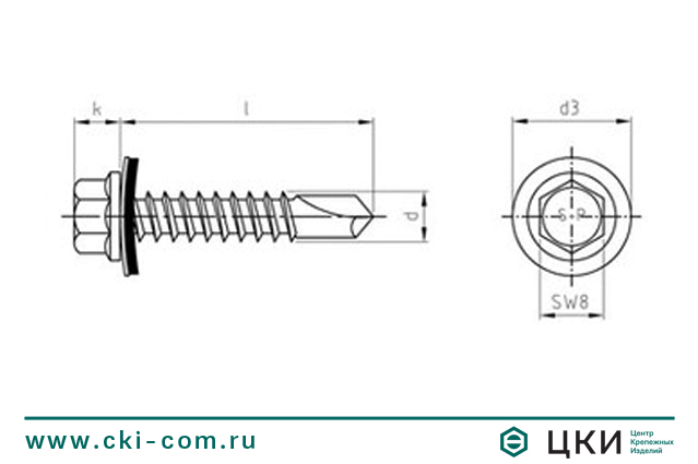 Саморез с шестигранной головкой art.9604