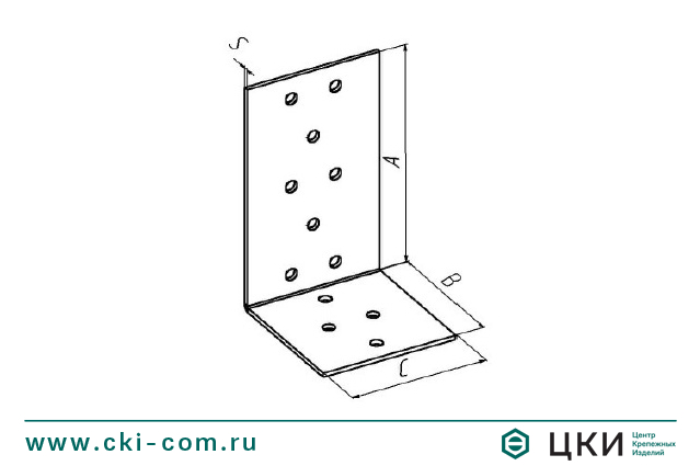 Пластина перфорированная угловая с одинаковыми отверстиями