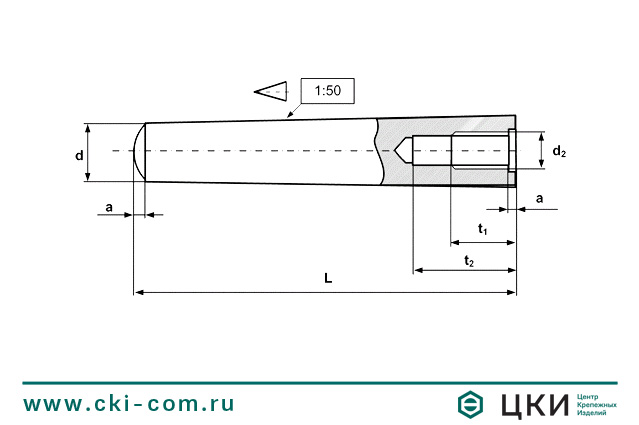 Штифт конический DIN 7978 с внутренней резьбой