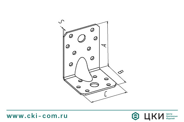 Пластина угловая усиленная с отверстиями разного диаметра