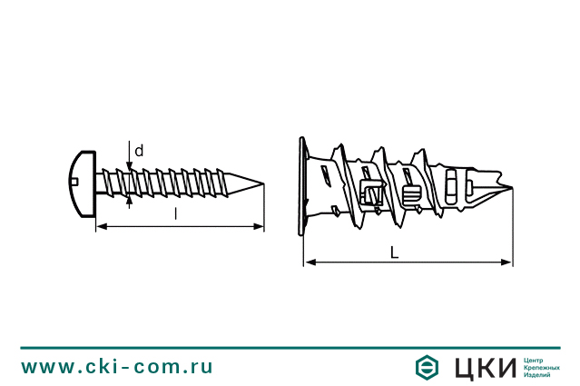 Дюбель для гипсокартона DRIVA MFJS с шурупом