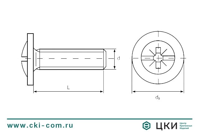 Винт мебельный с низкой полукруглой головкой