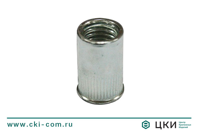 Заклепка-гайка круглая рифленая открытая с потайным буртом