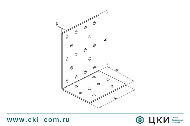 Пластина перфорированная угловая с одинаковыми отверстиями