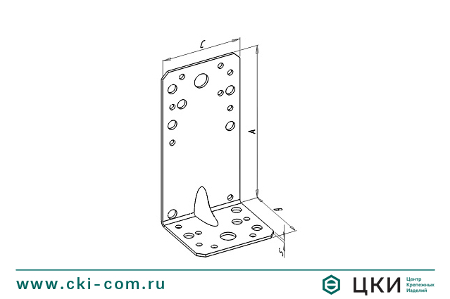 Пластина угловая усиленная с отверстиями разного диаметра