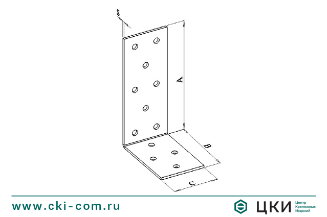 Пластина перфорированная угловая с одинаковыми отверстиями