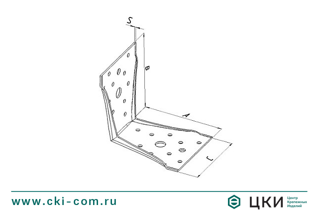 Пластина угловая усиленная "Т-34" с отверстиями разного диаметра