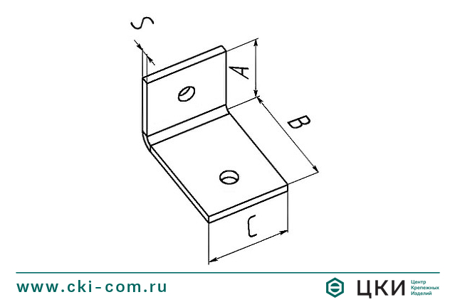 Пластина угловая утолщенная с одинаковыми отверстиями