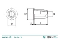 Заклепка-гайка шестигранная открытая с цилиндрическим буртом