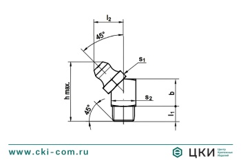 Пресс-масленка (~DIN 71412) под углом в 45°
