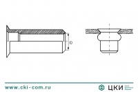 Заклепка-гайка круглая гладкая открытая с уменьшенным буртом